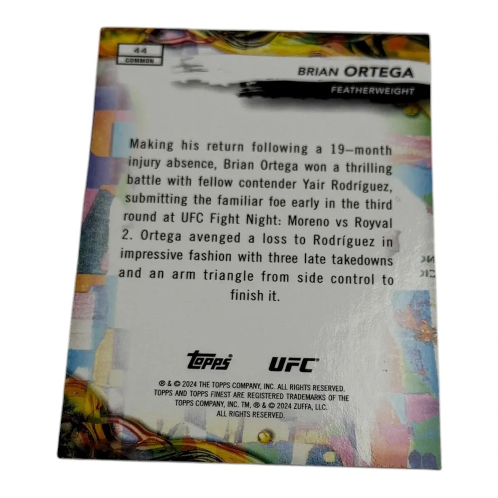 2024 Topps Finest UFC Brian Ortega Common Card 44 Featherweight MMA Chrome